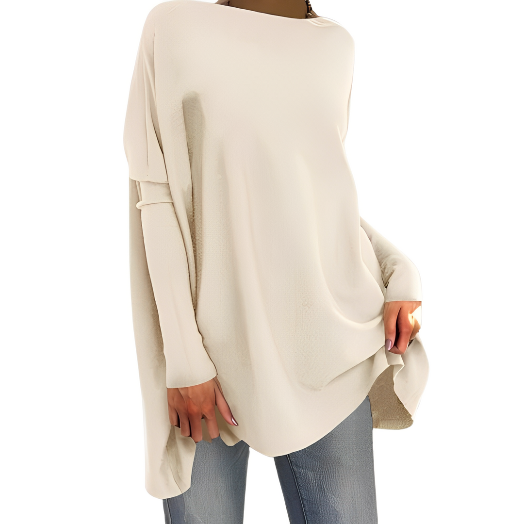 Kiana - Stylish oversized autumn blouse with long sleeves and elegant round neckline for women