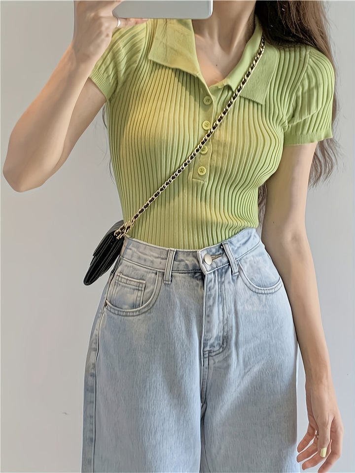 Chic knit top with V-neck for women | Chloe