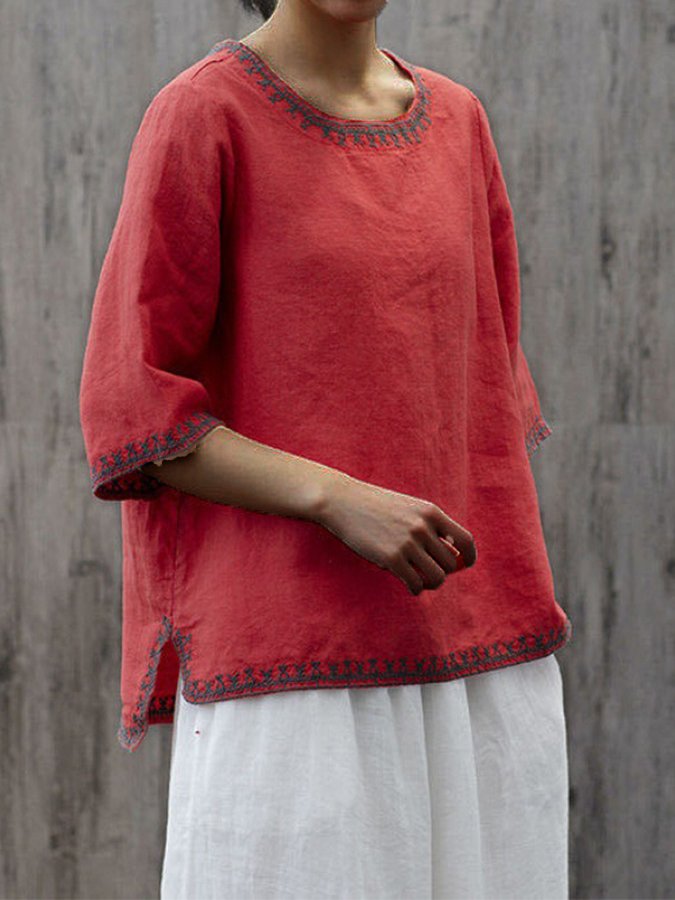 Elizabeth - Ethnically inspired linen top for women
