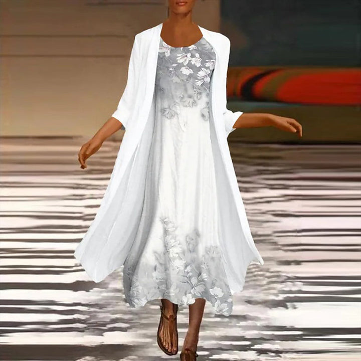 Amora - Stylish long dress with chic blouse jacket for women