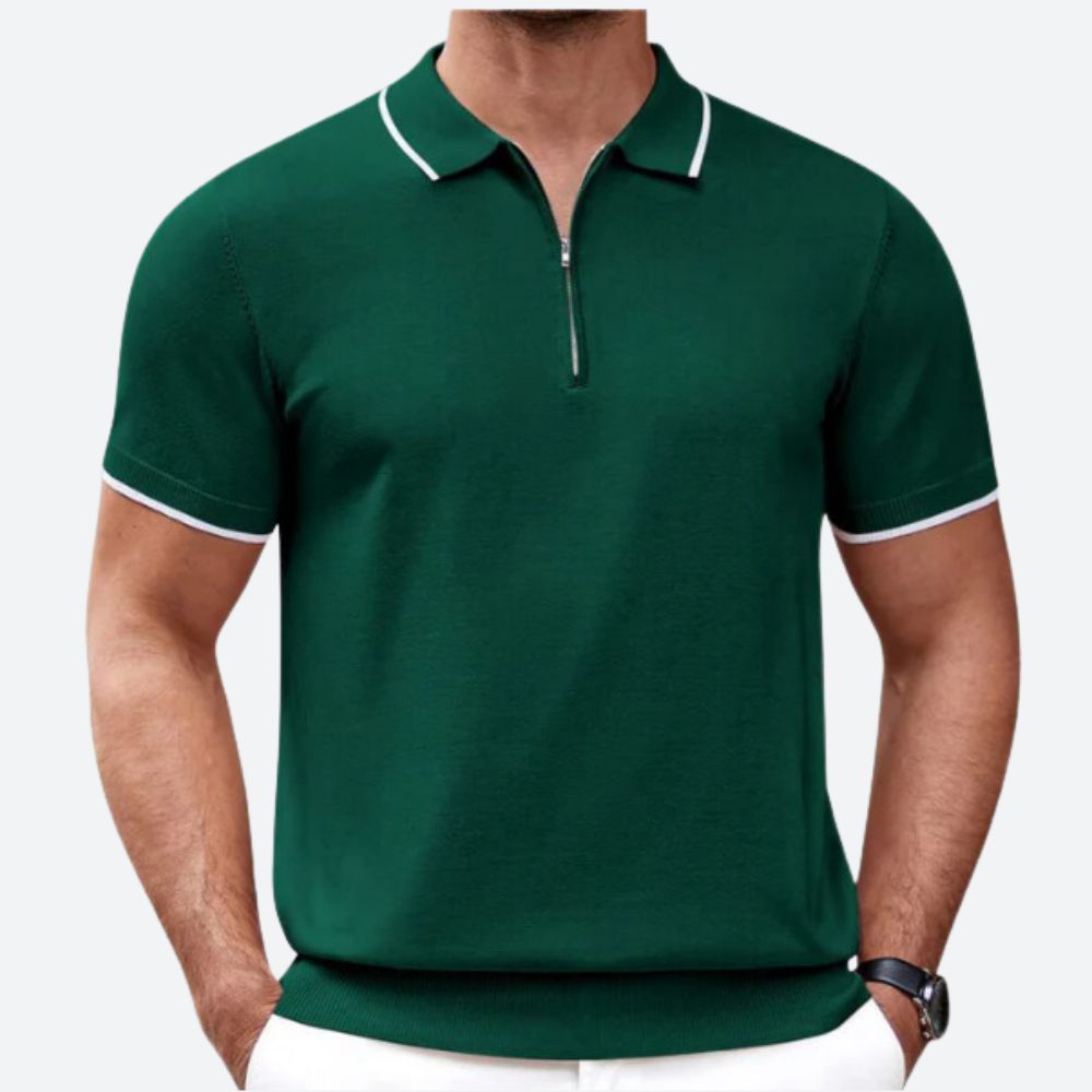 Polo homme à maille à la mode avec fermeture éclair - Bass