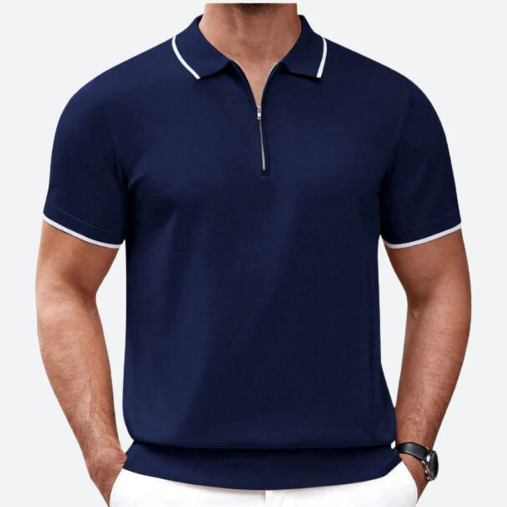 Polo homme à maille à la mode avec fermeture éclair - Bass