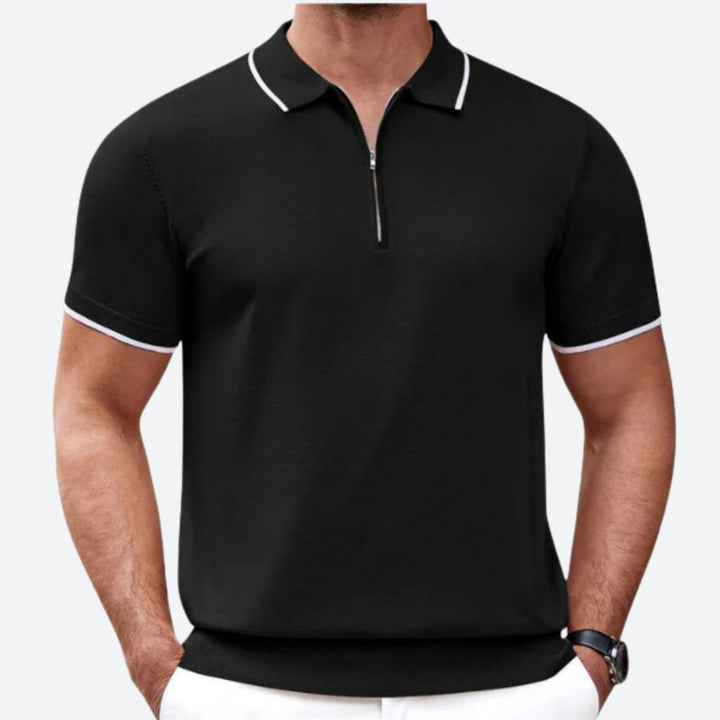 Polo homme à maille à la mode avec fermeture éclair - Bass