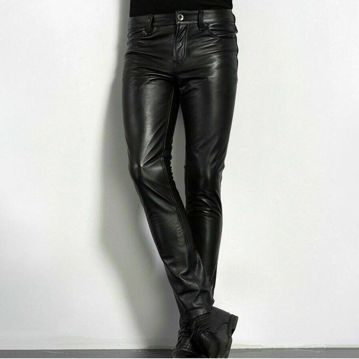 Stylische schwarze Kunstlederhose für Männer - BRENT