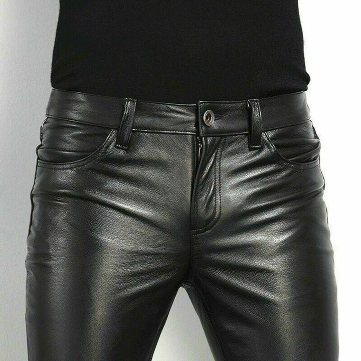 Stylische schwarze Kunstlederhose für Männer - BRENT