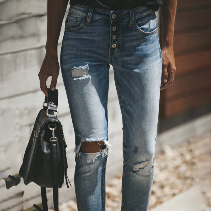 LISELOTTE - Trendy Women's Distressed Jeans for a Rugged Look