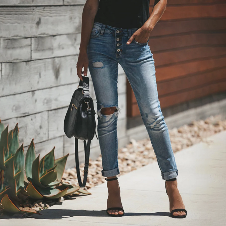 LISELOTTE - Trendy Women's Distressed Jeans for a Rugged Look