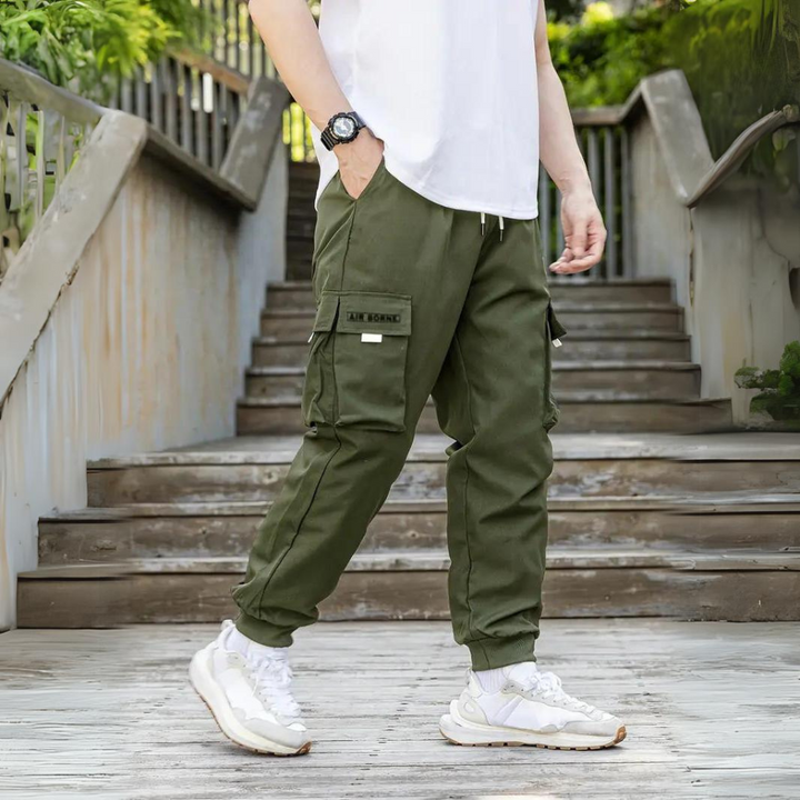ATHANASIOS - Pantalon cargo homme stylé avec taille à cordon tendance