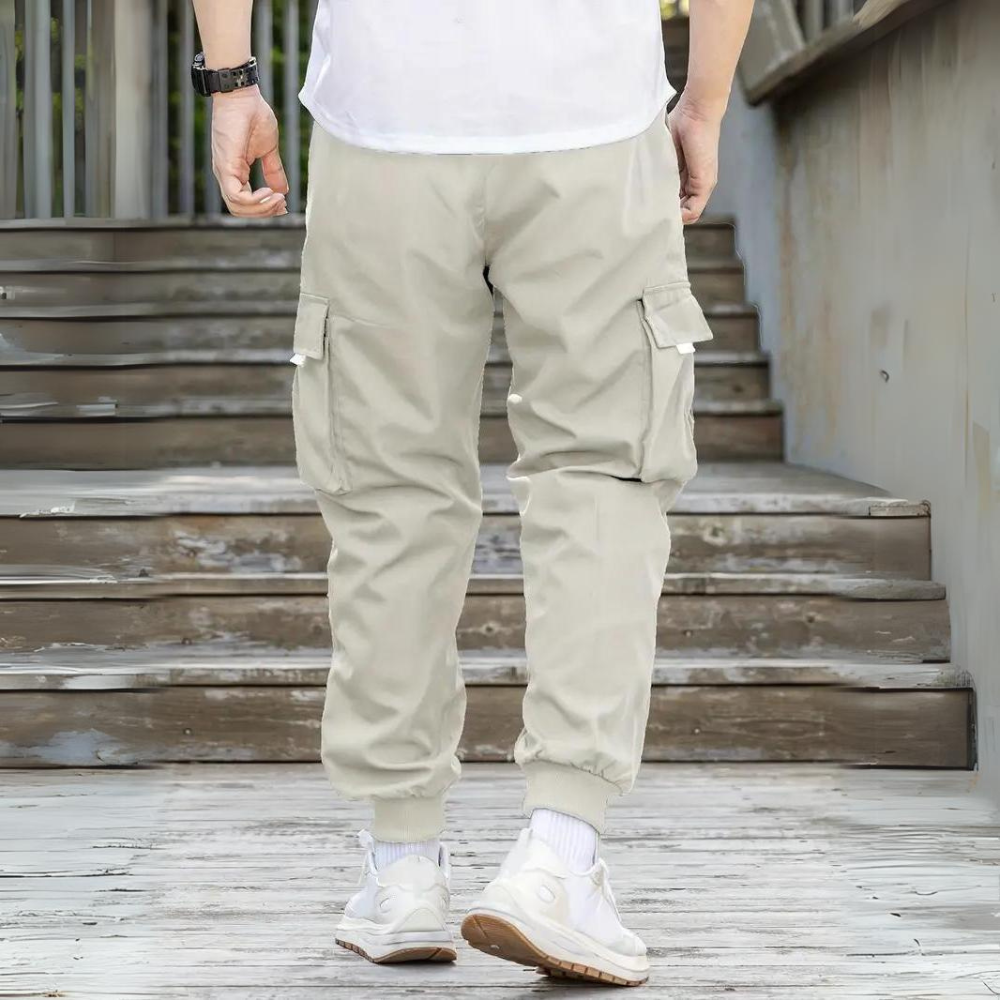 ATHANASIOS - Pantalon cargo homme stylé avec taille à cordon tendance
