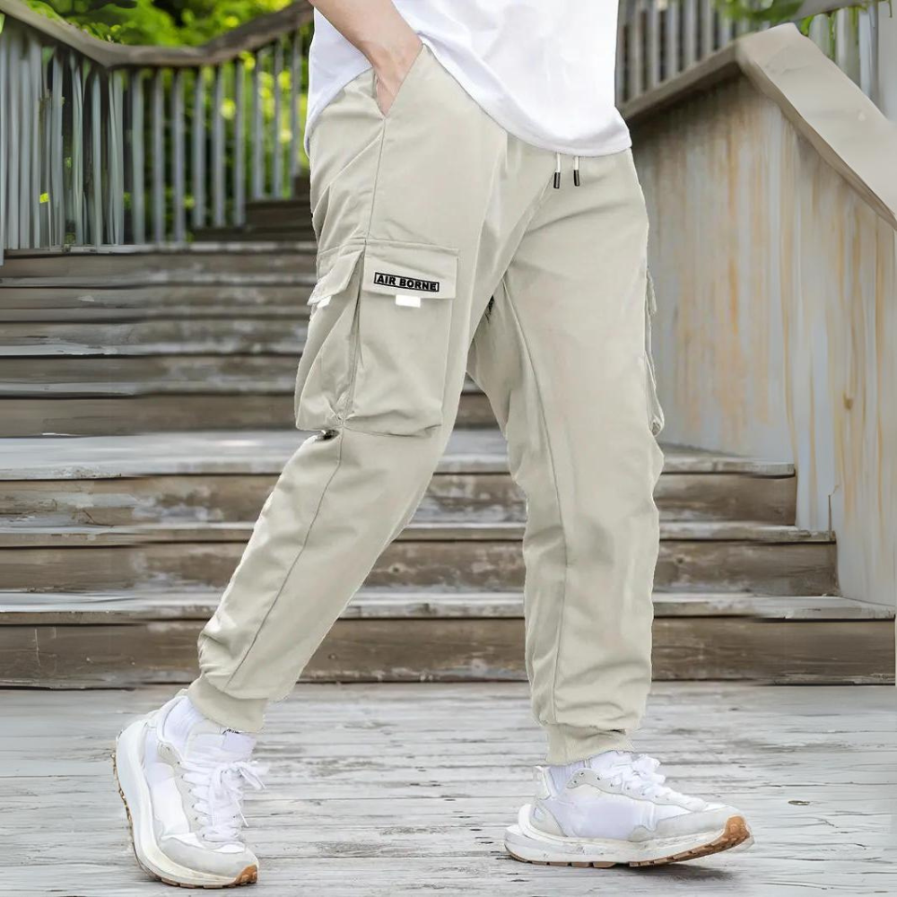 ATHANASIOS - Pantalon cargo homme stylé avec taille à cordon tendance