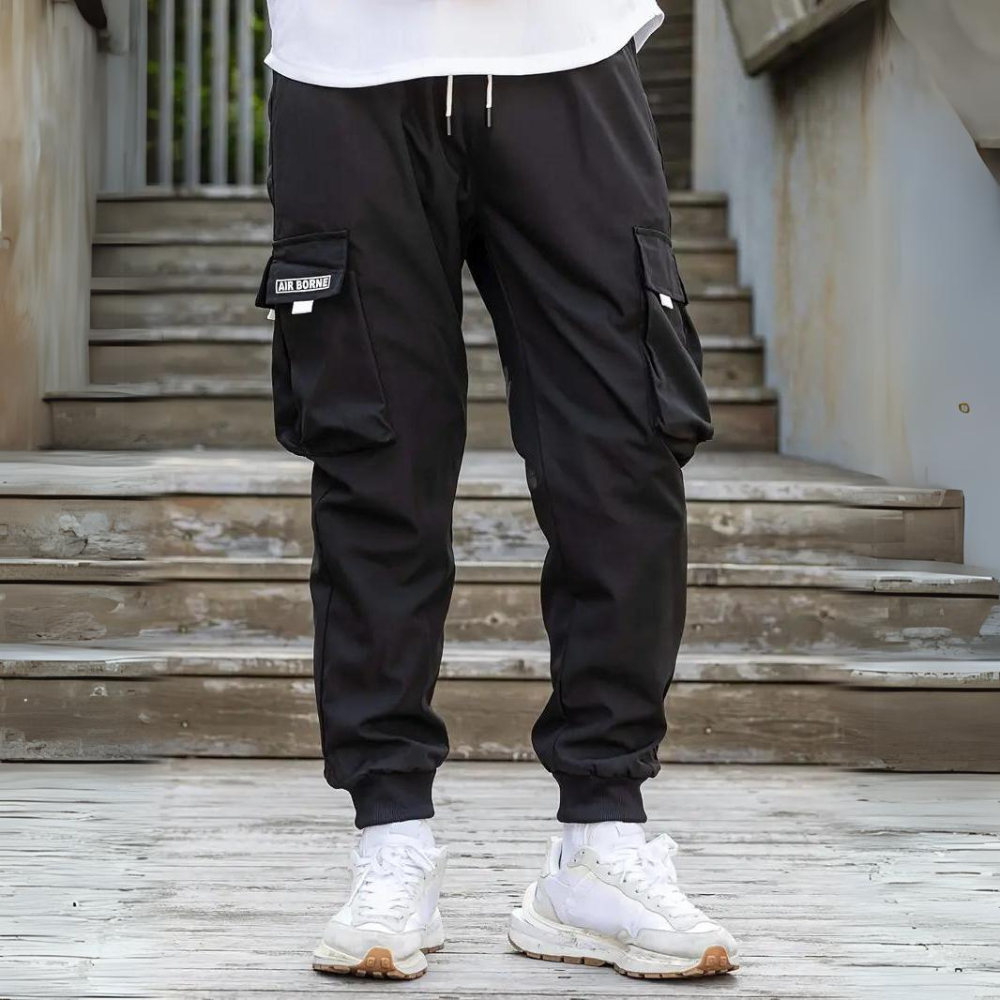 ATHANASIOS - Pantalon cargo homme stylé avec taille à cordon tendance