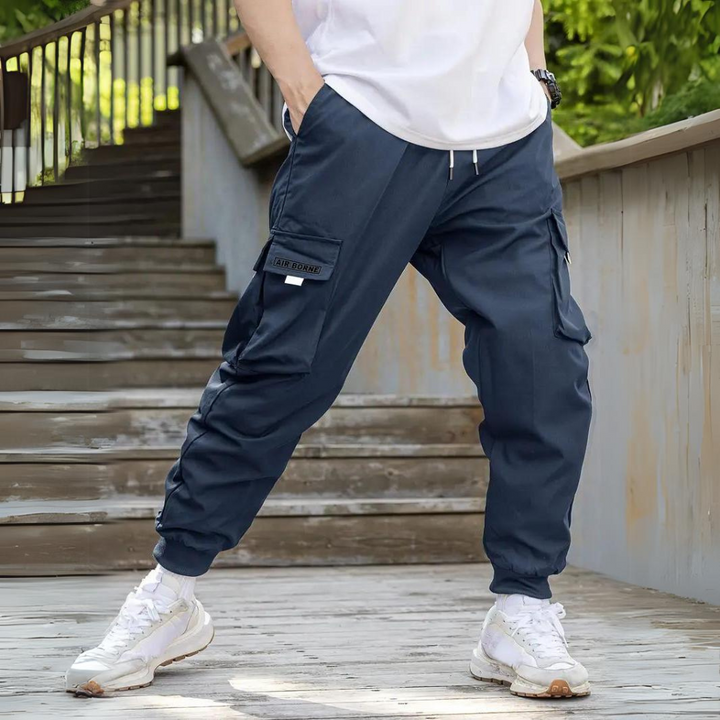 ATHANASIOS - Pantalon cargo homme stylé avec taille à cordon tendance