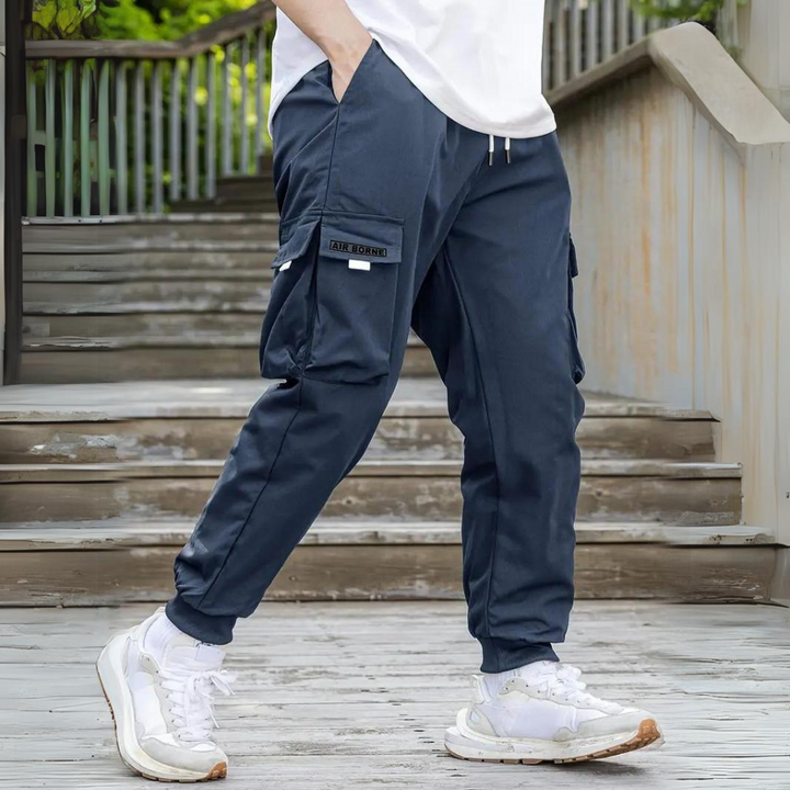 ATHANASIOS - Pantalon cargo homme stylé avec taille à cordon tendance