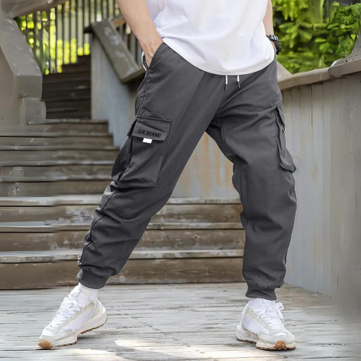 ATHANASIOS - Pantalon cargo homme stylé avec taille à cordon tendance