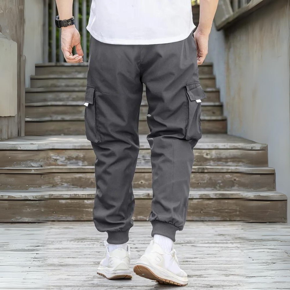 ATHANASIOS - Pantalon cargo homme stylé avec taille à cordon tendance