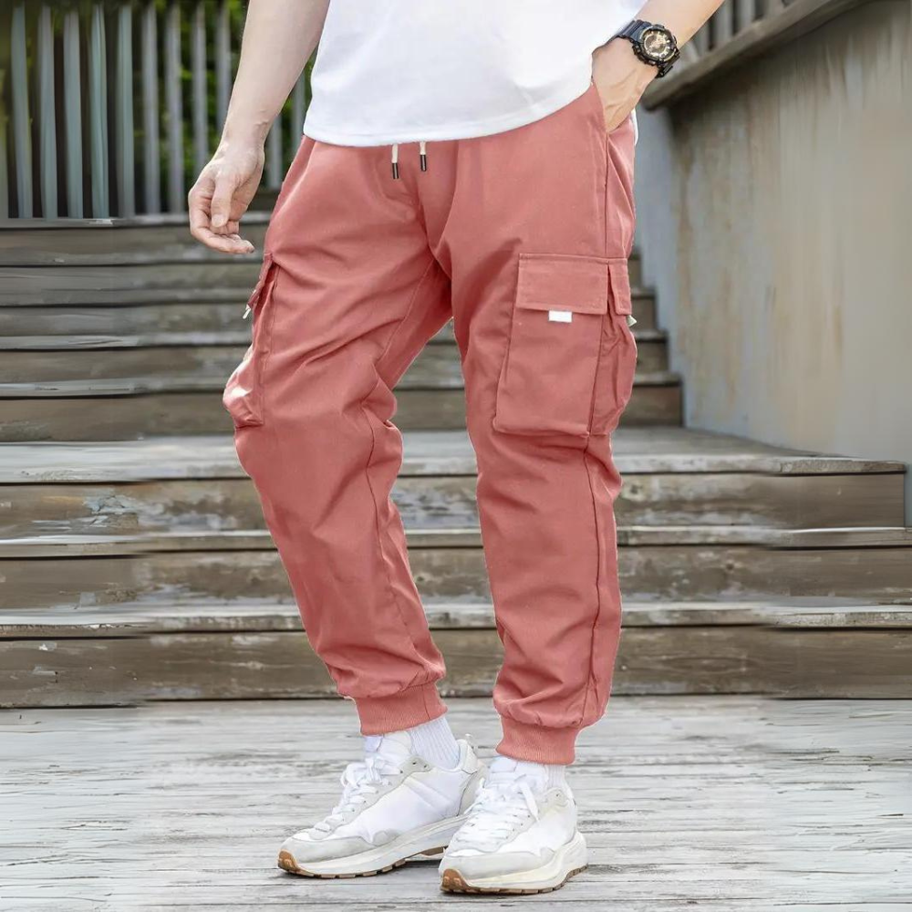 ATHANASIOS - Pantalon cargo homme stylé avec taille à cordon tendance