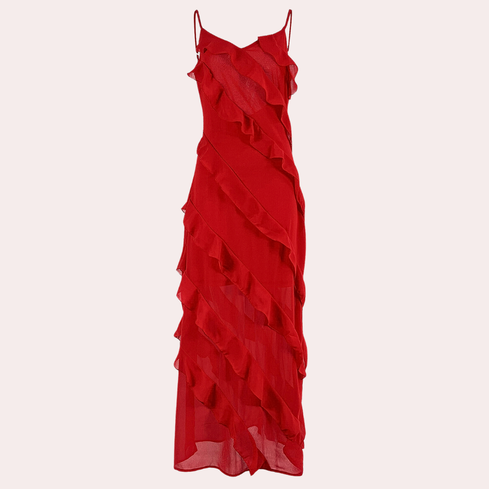 Adrienne - Robe longue élégante pour femmes avec de jolies volants