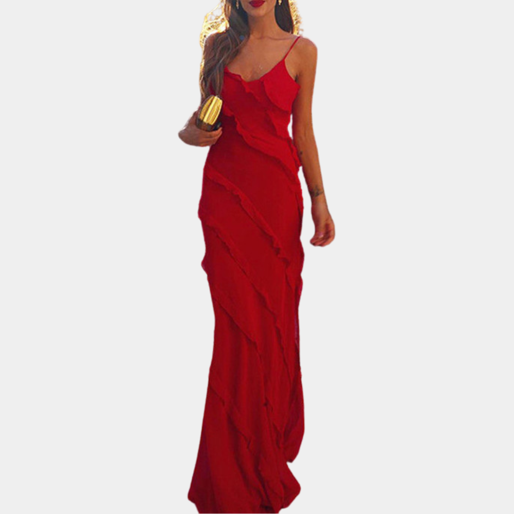 Adrienne - Robe longue élégante pour femmes avec de jolies volants