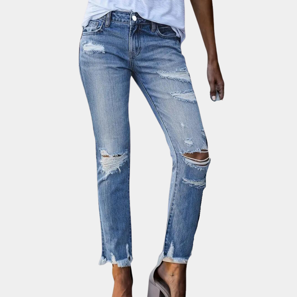 Aldina - Trendy Ripped Casual Jeans for Women