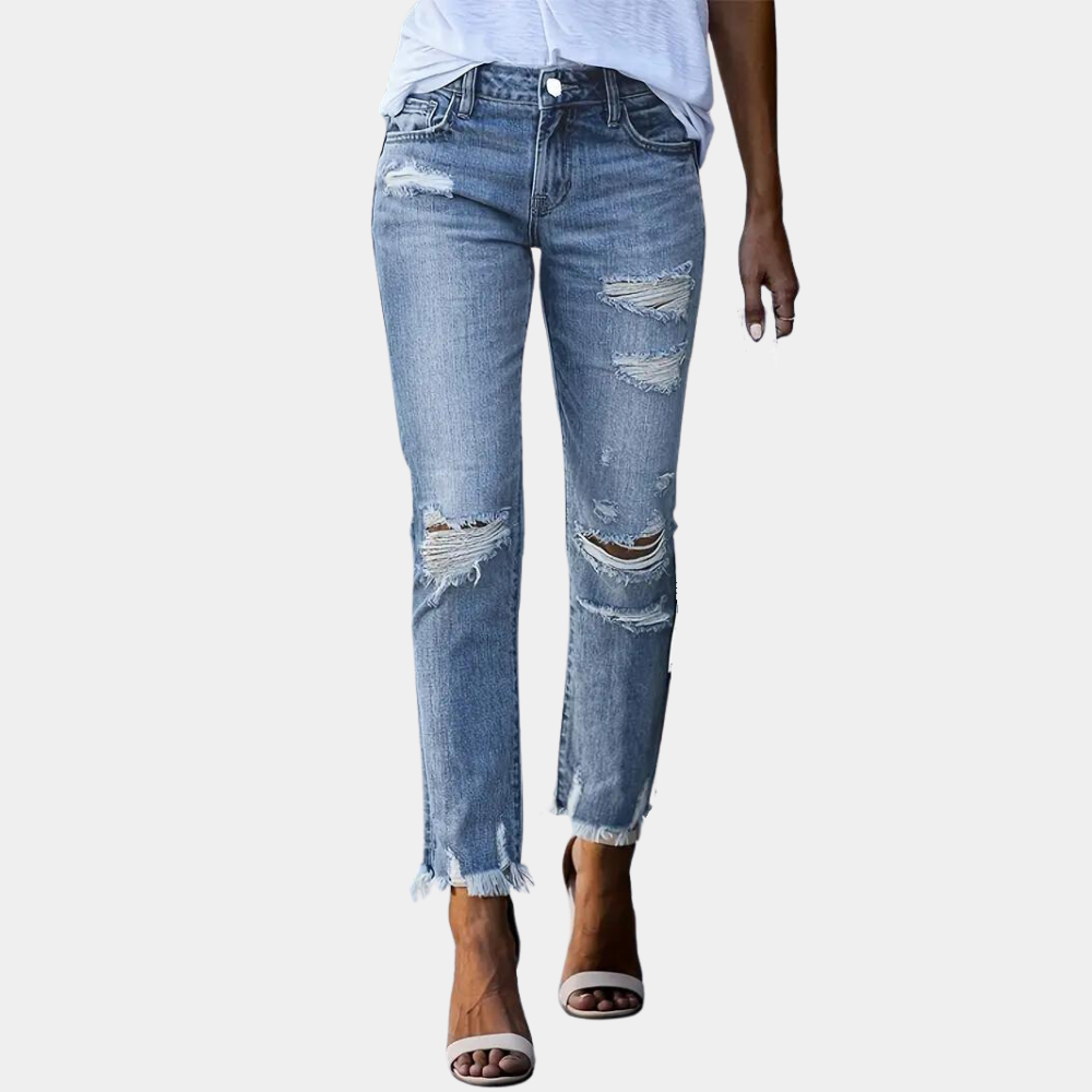 Aldina - Trendy Ripped Casual Jeans for Women