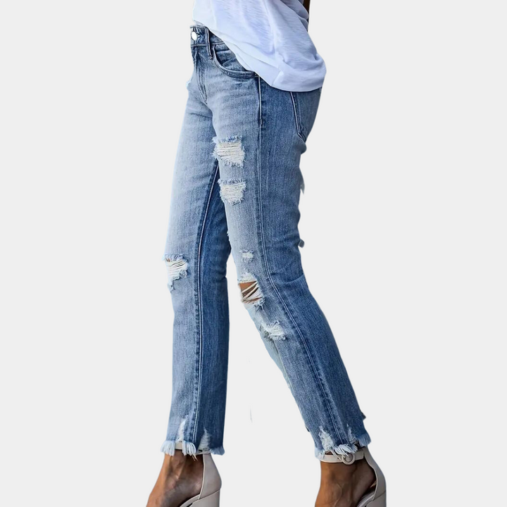 Aldina - Trendy Ripped Casual Jeans for Women
