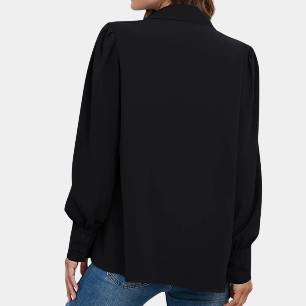 Vera - Elegant Pleated Women's Blouse with Luxurious Long Sleeves