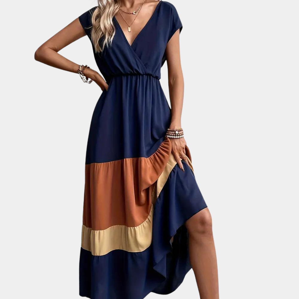 Stylish V-neck casual women's dress for any occasion