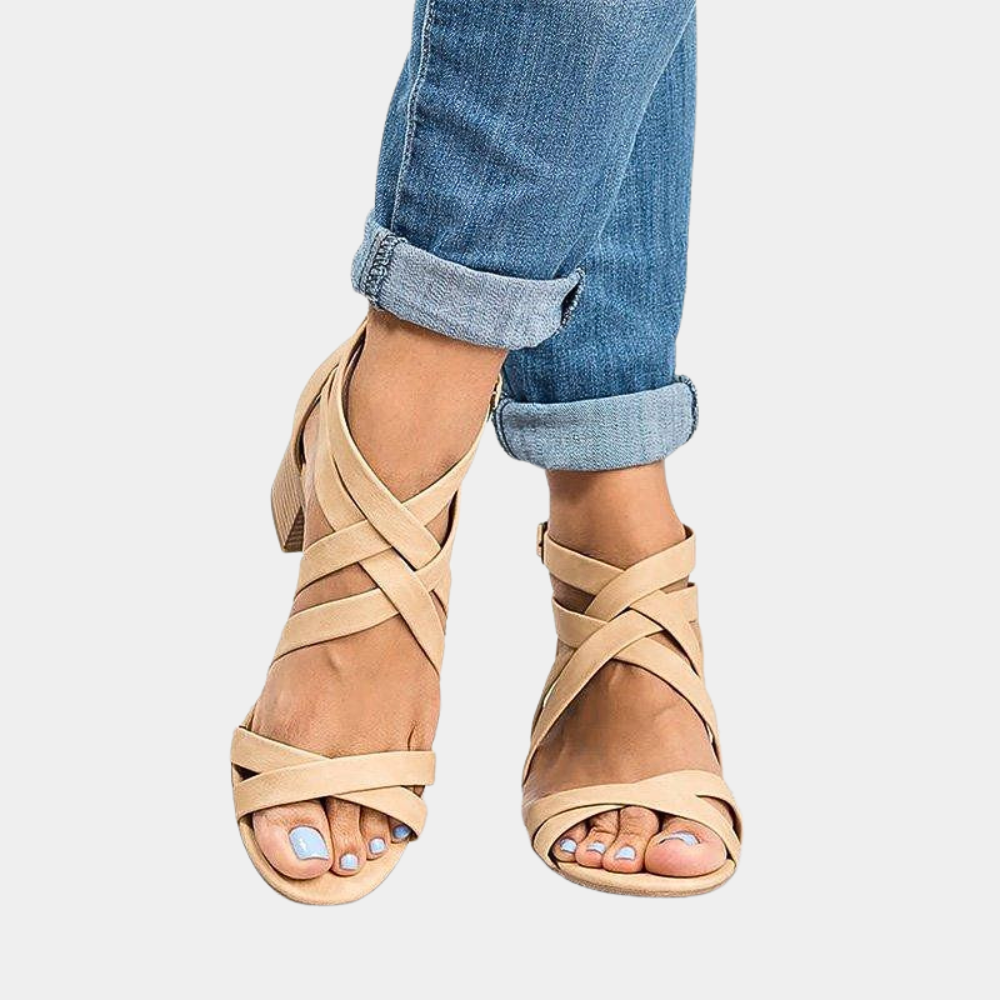 Elegant women's sandals with trendy stacked heels