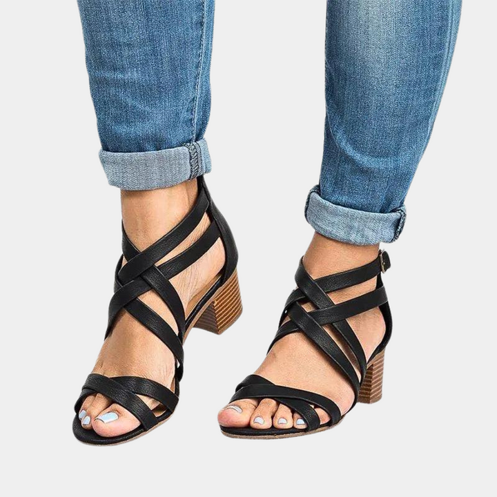 Elegant women's sandals with trendy stacked heels