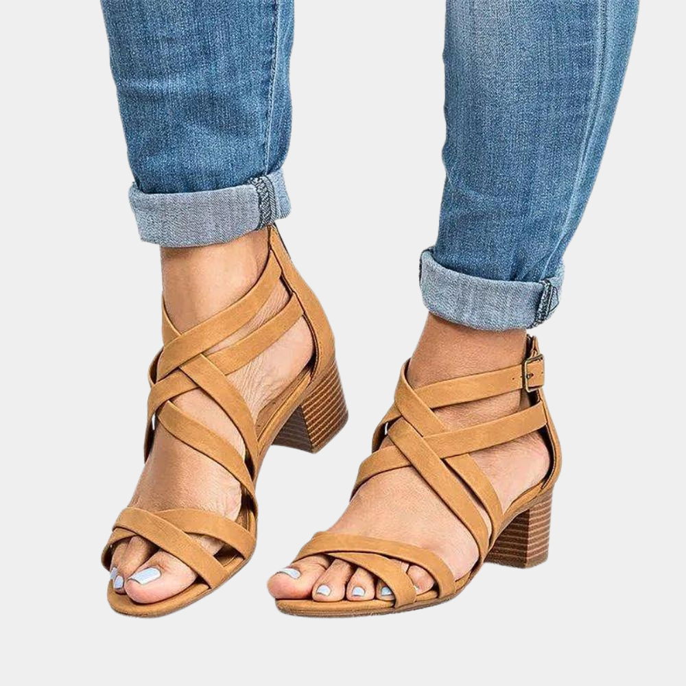 Elegant women's sandals with trendy stacked heels