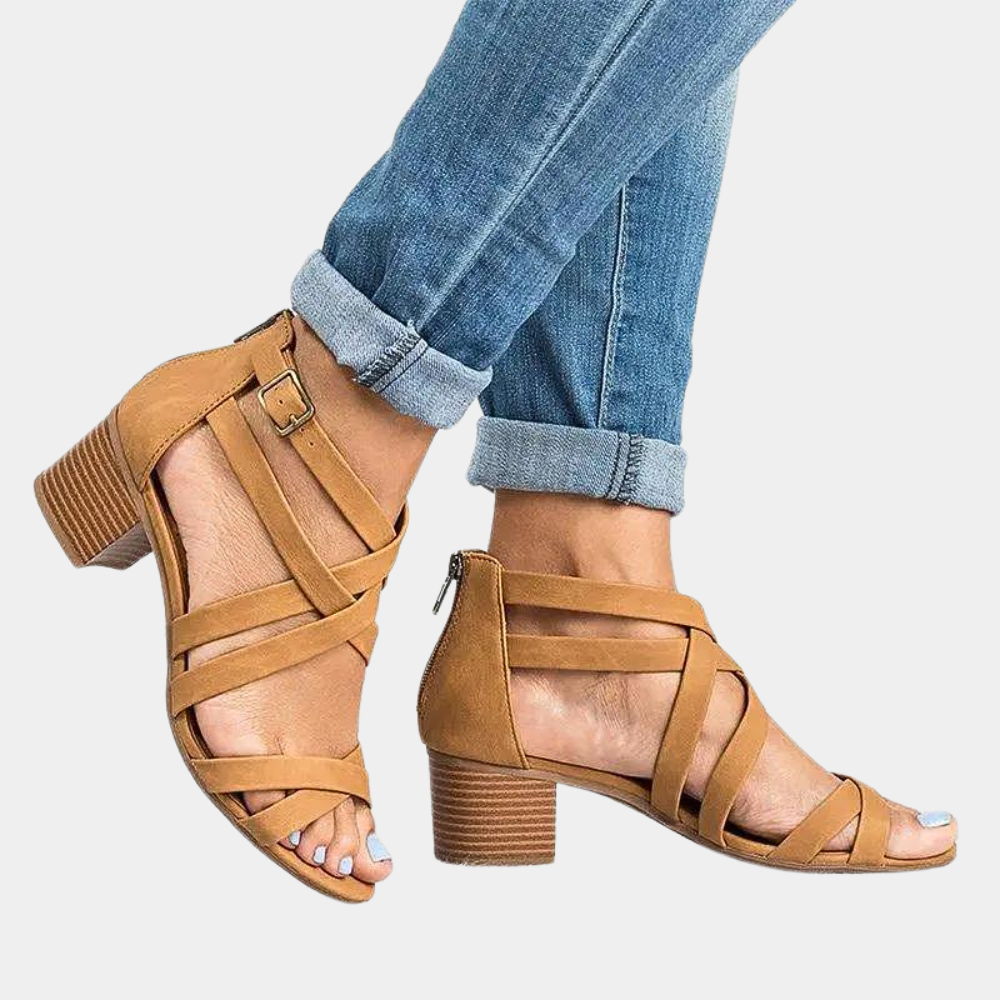 Elegant women's sandals with trendy stacked heels