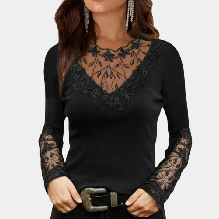 Elegant Women's Blouse with Beautiful Lace Details