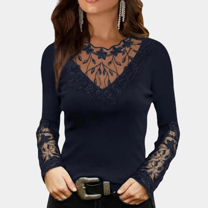 Elegant Women's Blouse with Beautiful Lace Details