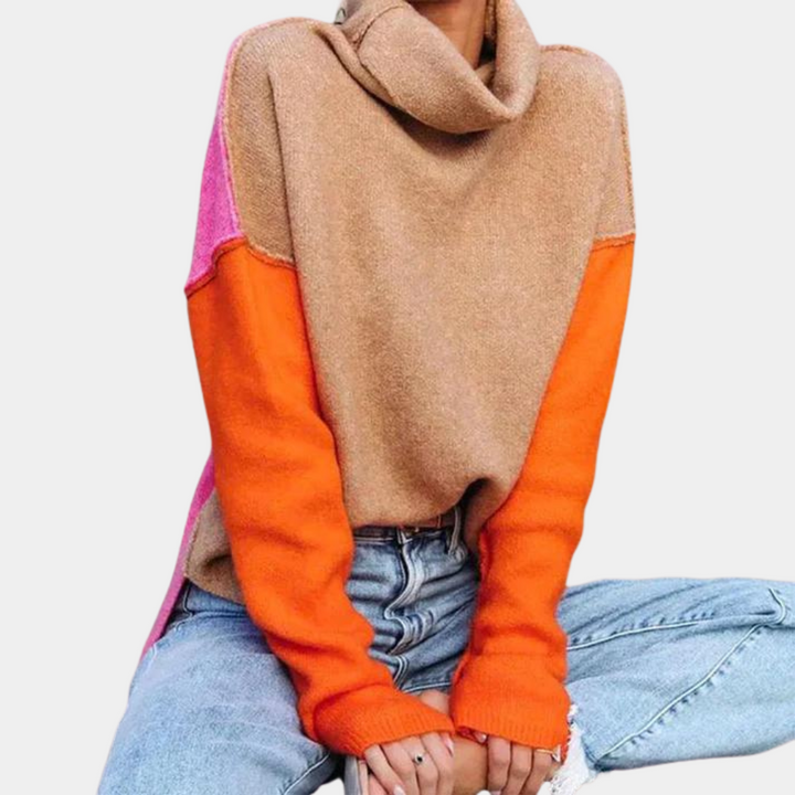 Stylischer Colour Block Pullover für Frauen