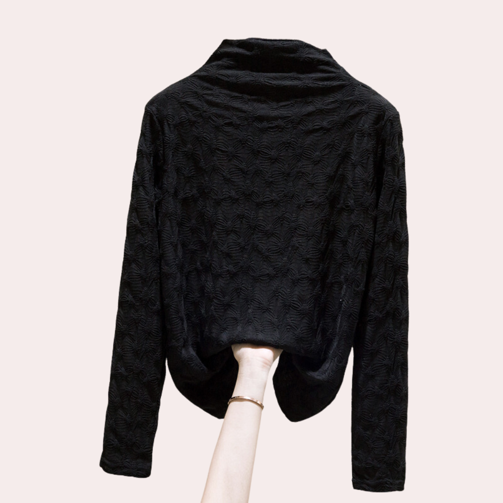 Chrissta - Stylische Damenbluse mit schickem hohen Ausschnitt
