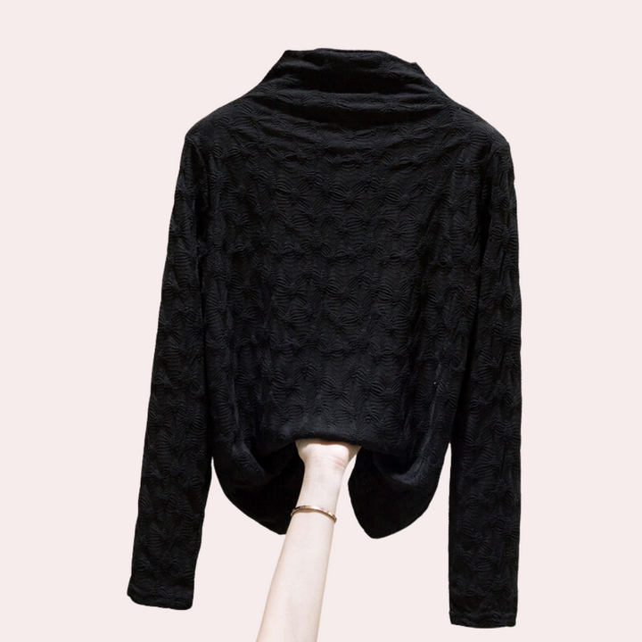 Chrissta - Stylische Damenbluse mit schickem hohen Ausschnitt