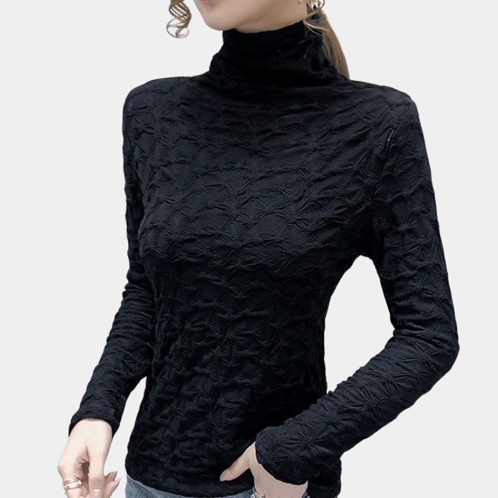 Chrissta - Stylische Damenbluse mit schickem hohen Ausschnitt
