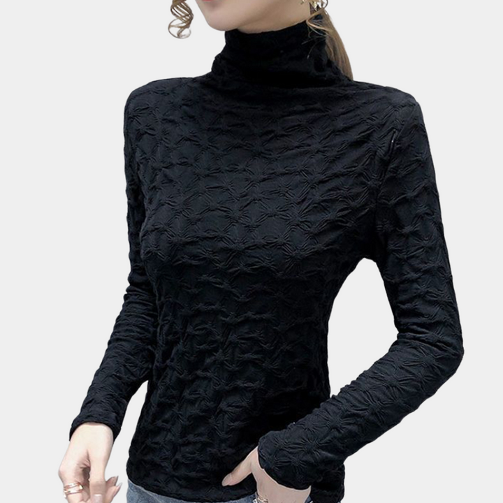 Chrissta - Stylische Damenbluse mit schickem hohen Ausschnitt