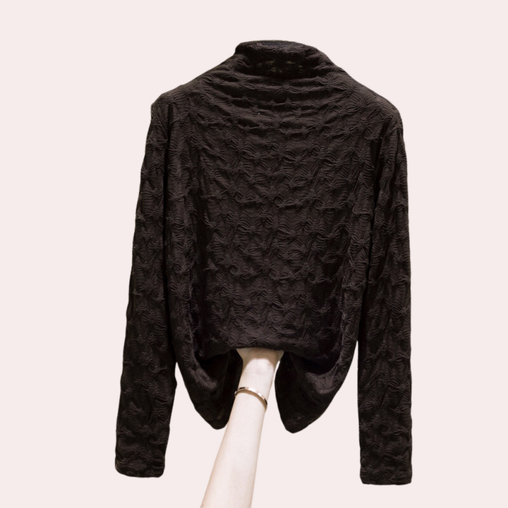Chrissta - Stylische Damenbluse mit schickem hohen Ausschnitt