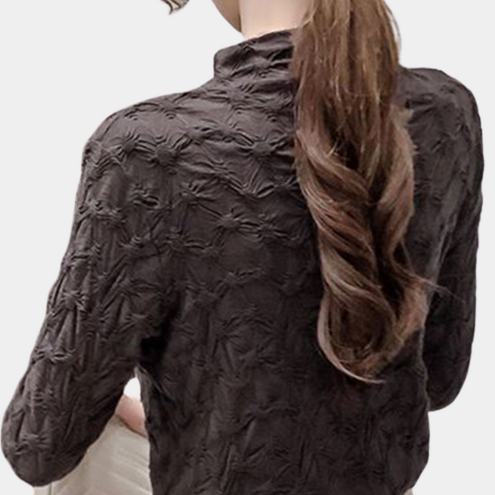 Chrissta - Stylische Damenbluse mit schickem hohen Ausschnitt