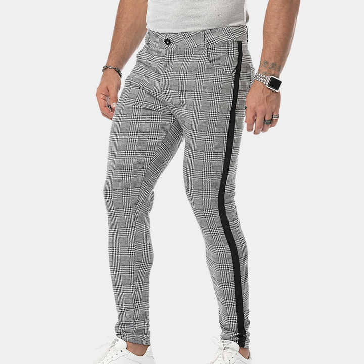 Anton - Vintage-Inspired Plaid Skinny-Fit Pants for Men