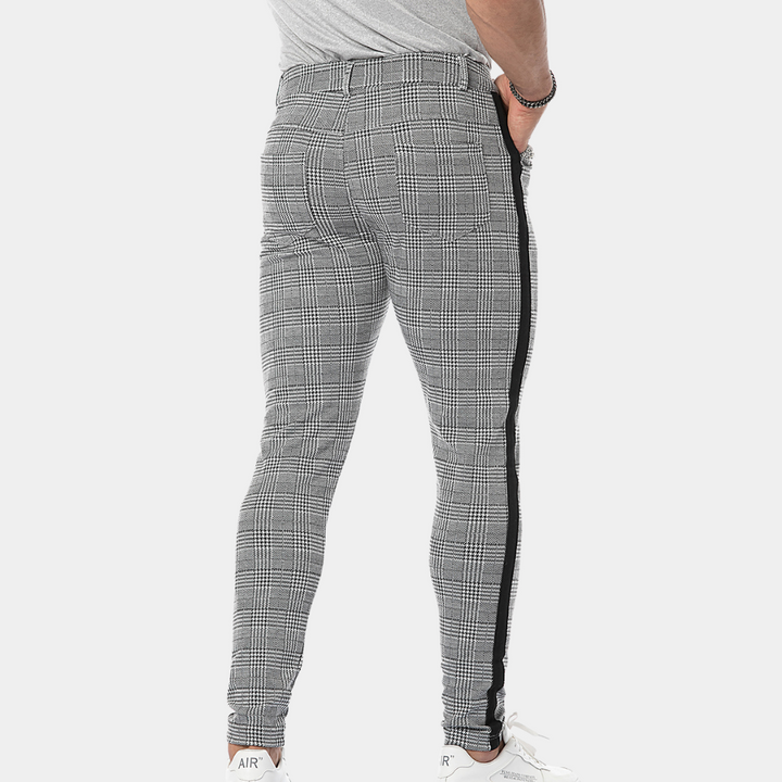 Anton - Vintage-Inspired Plaid Skinny-Fit Pants for Men