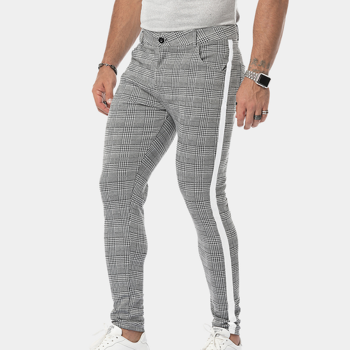 Anton - Vintage-Inspired Plaid Skinny-Fit Pants for Men