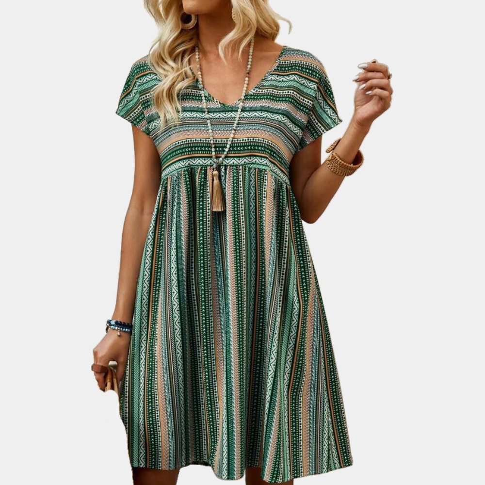 Robe rayée à la mode et confortable pour femme