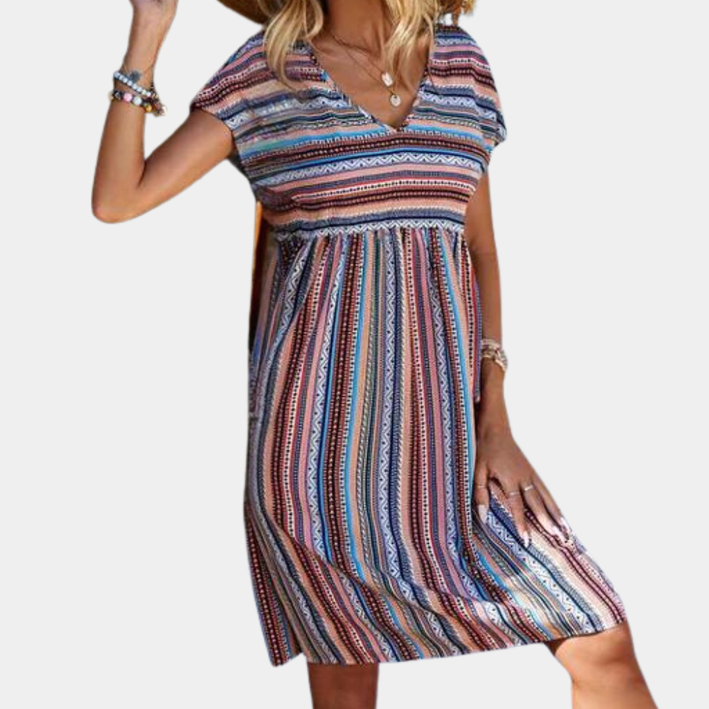 Robe rayée à la mode et confortable pour femme