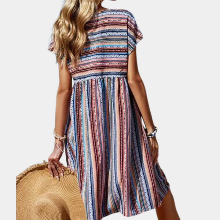 Robe rayée à la mode et confortable pour femme