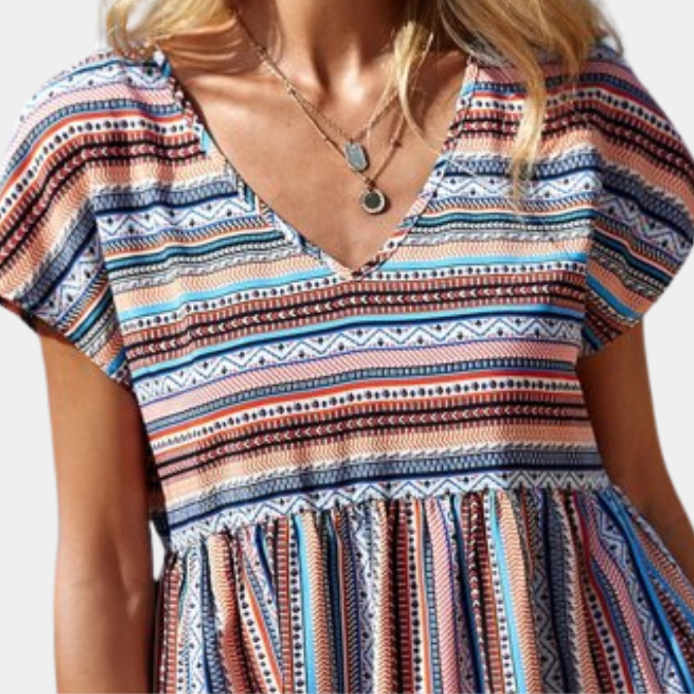 Robe rayée à la mode et confortable pour femme