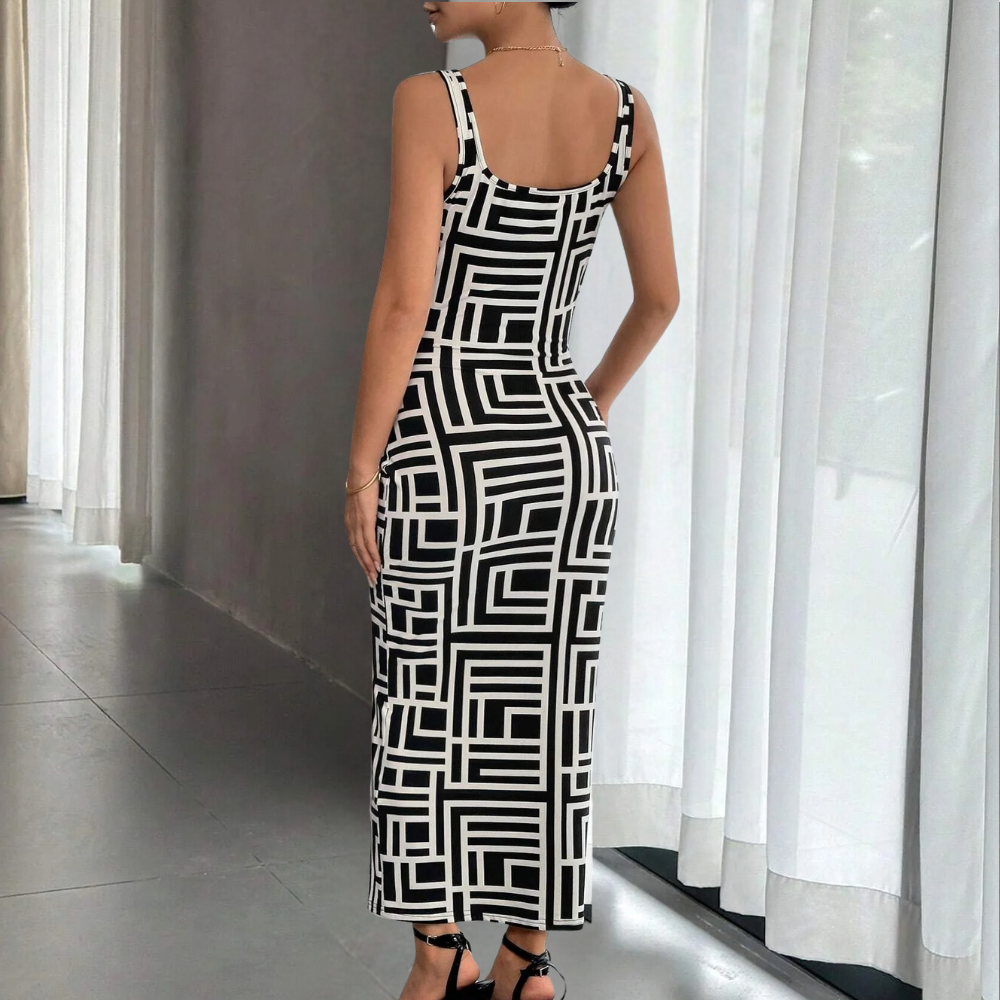 Elsa - Trendy geometric bodycon dress for a striking look