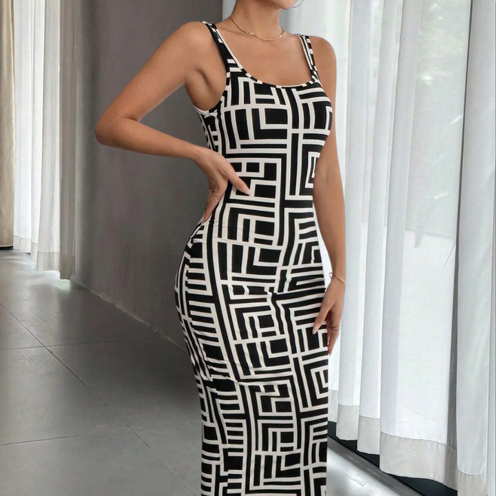 Elsa - Trendy geometric bodycon dress for a striking look