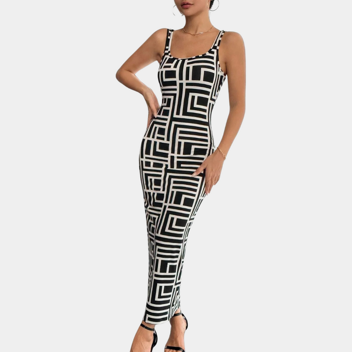 Elsa - Trendy geometric bodycon dress for a striking look
